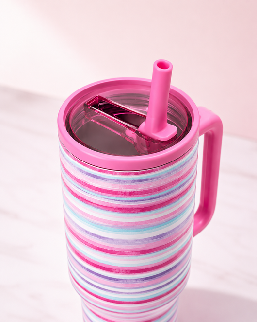 Pink Striped Tumbler 40oz